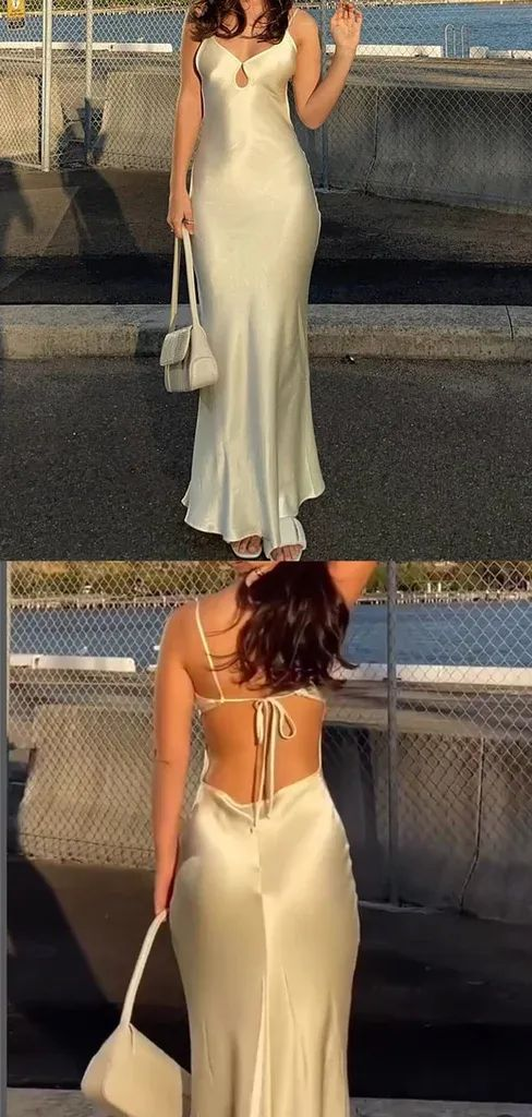 Classy White Mermaid Satin Evening Prom Dress cc2095
