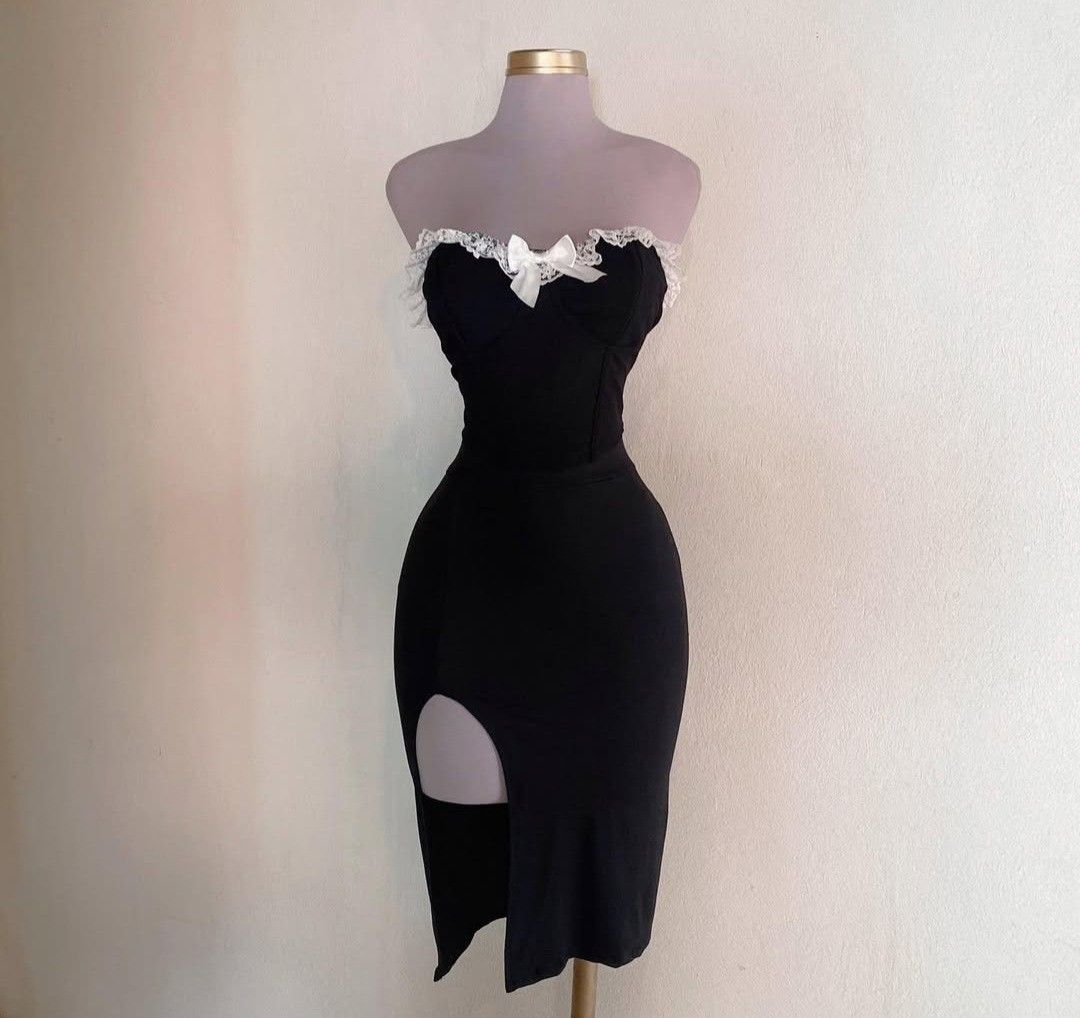 Vintage Black Sweetheart Neck Sheath Slit Cocktail Dress Formal Graduation Homecoming Dress cc3447