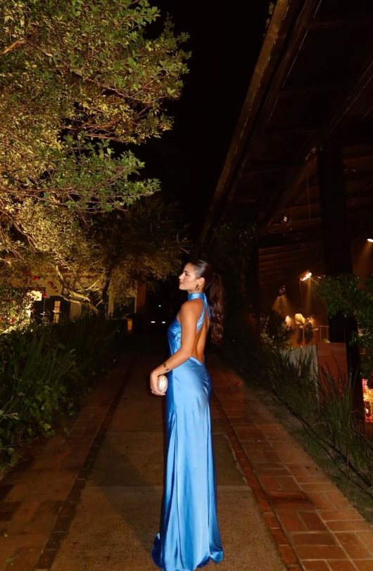 Sexy Blue Halter Backless Evening Dress Long Prom Party Dress cc1997