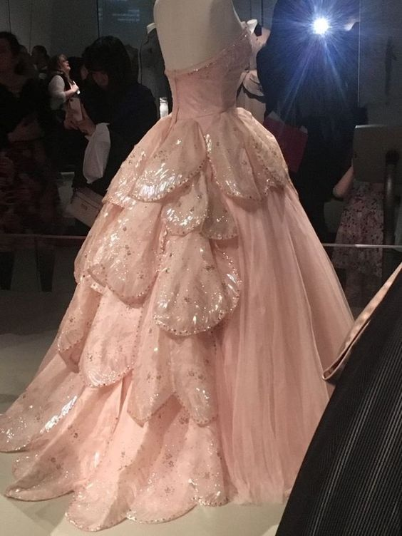 Pink Sweetheart Layered Tulle Lace Ball Gown Prom Dress cc2304