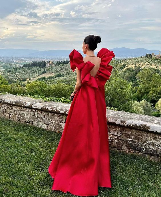 Red long formal prom dress, long evening party Gown cc548