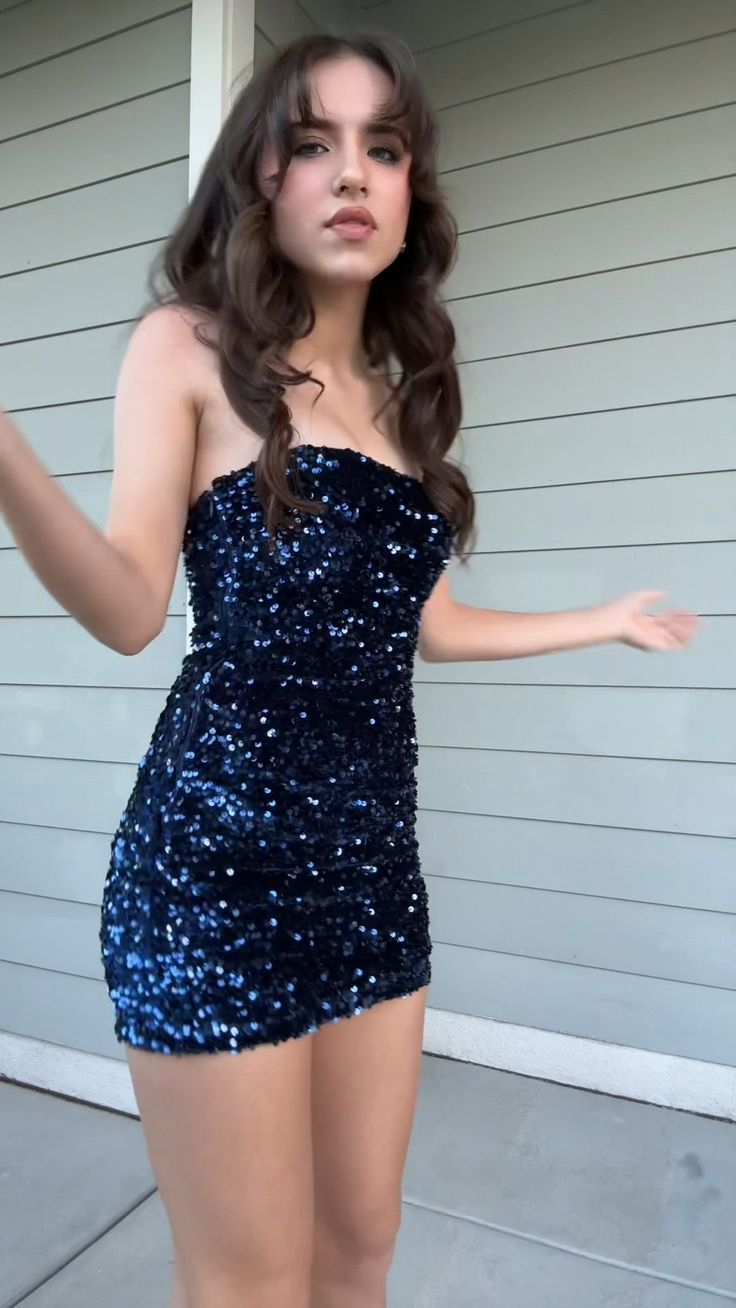Sparkly Navy Blue Strapless Sequin Sheath Cocktail Dress Formal Graduation Homecoming Dress cc3458