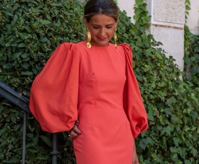 Simple Puff Sleeves Prom Dress For Women, Wedding Guest Outfit cc577