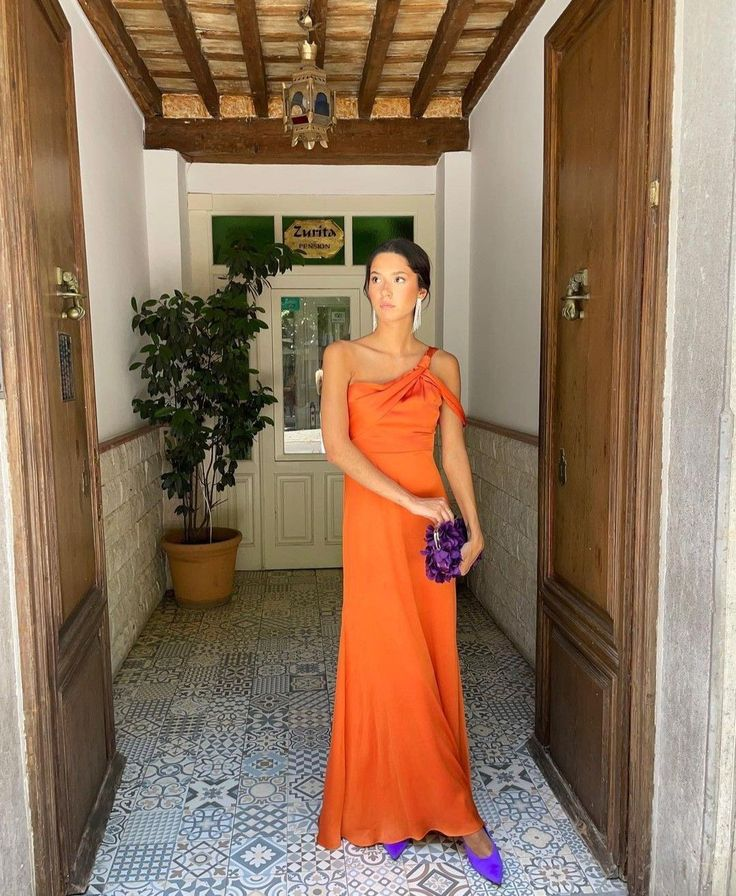 Elegant Orange Mermaid Prom Dress,Orange Evening Dress cc720