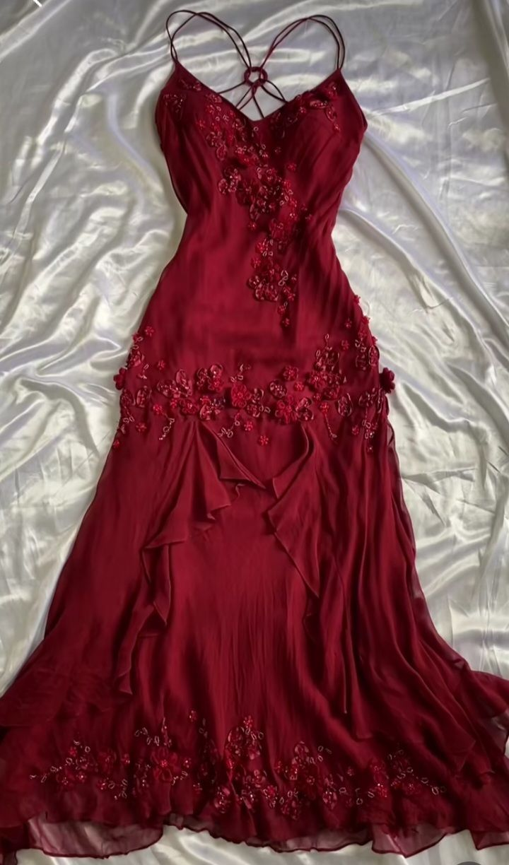 Beautiful Red Chiffon Beaded Appliques Prom Dress Mermaid Party Evening Dress cc1960