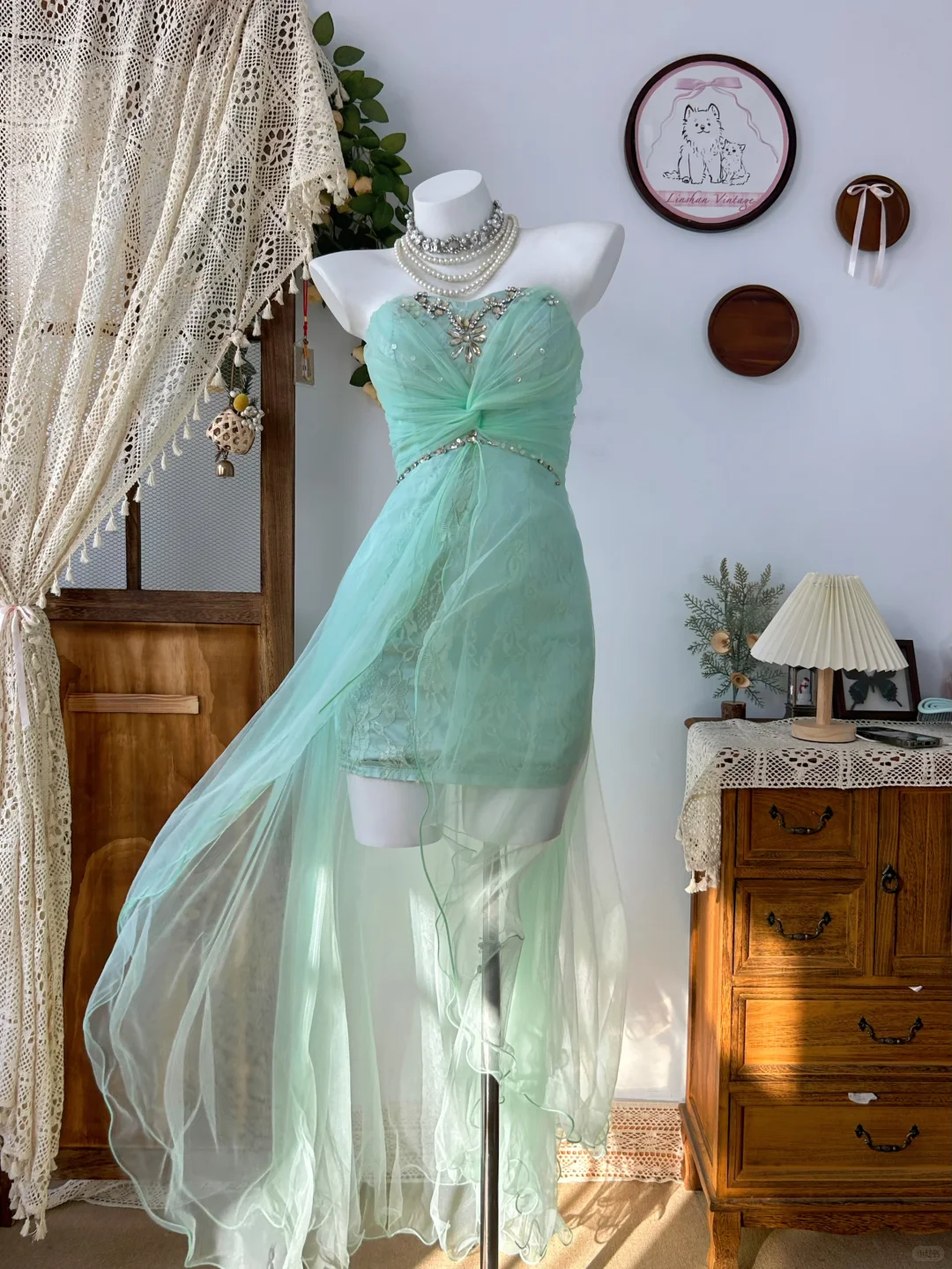 Fairy Strapless Tulle Lace Beaded Short Birthday Dress Green Homecoming Dress cc3317