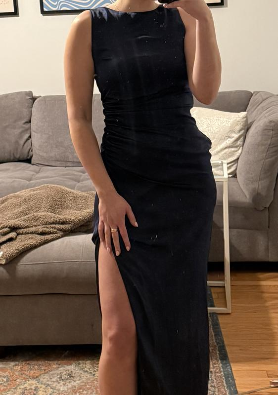 Elegant Satin Slit Long Party Dress Formal Evening Gown cc2912