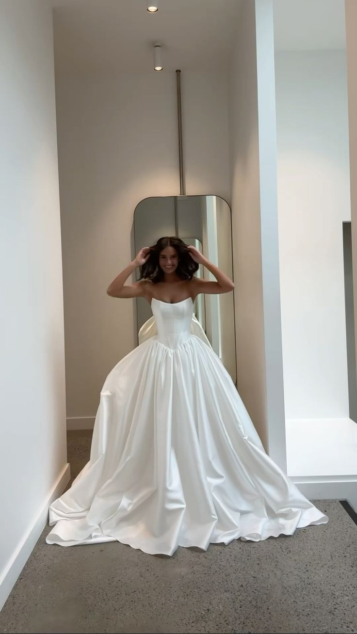 Elegant White Satin A-Line Wedding Dress,Formal Prom Dress cc2346