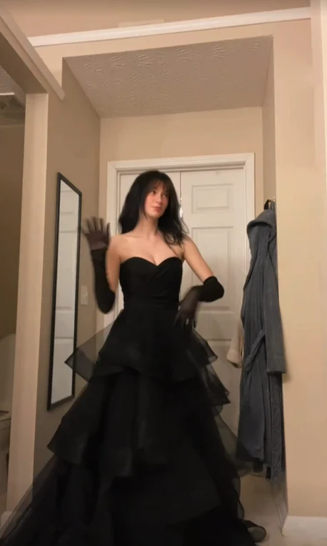 Black Rufflue Prom Dress Long Prom Dress Sweetheart Eveninng Dress c2566