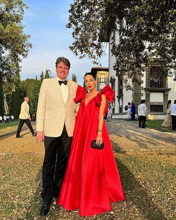 Red long formal prom dress, long evening party Gown cc548