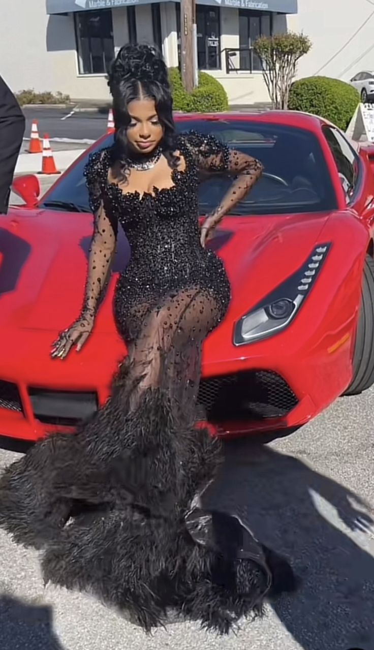 Gorgeous Black Mermaid Beaded Feathers Evening Gown,Formal Prom Party Dress cc2517