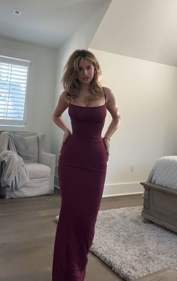 Burgundy Mermaid Long Party Evening Dress cc2341