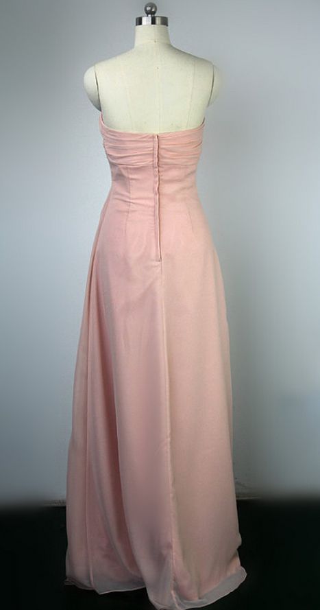 Sweet Pale Pink A-line Strapless Chiffon Long Prom Dress Evening Dress Bridesmaid Dress cc4769