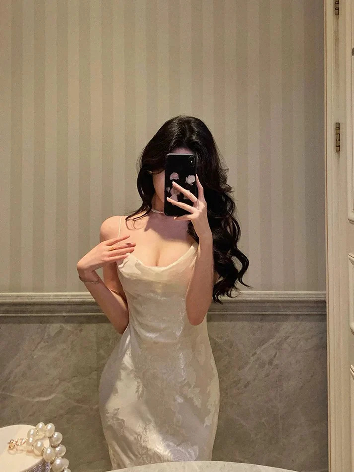 Elegant Mermaid Floral Ivory Satin Prom Dress Spaghetti Straps Party Gown Birthday Outfit cc1504