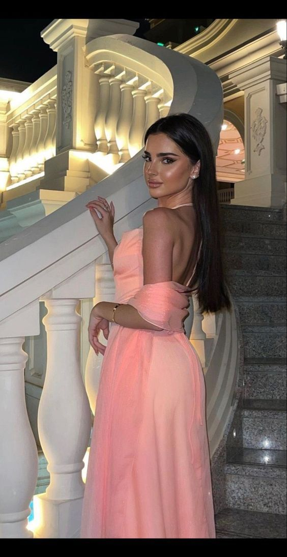 Pink Elegant Long Party Dress A Line Evening Gown cc1423