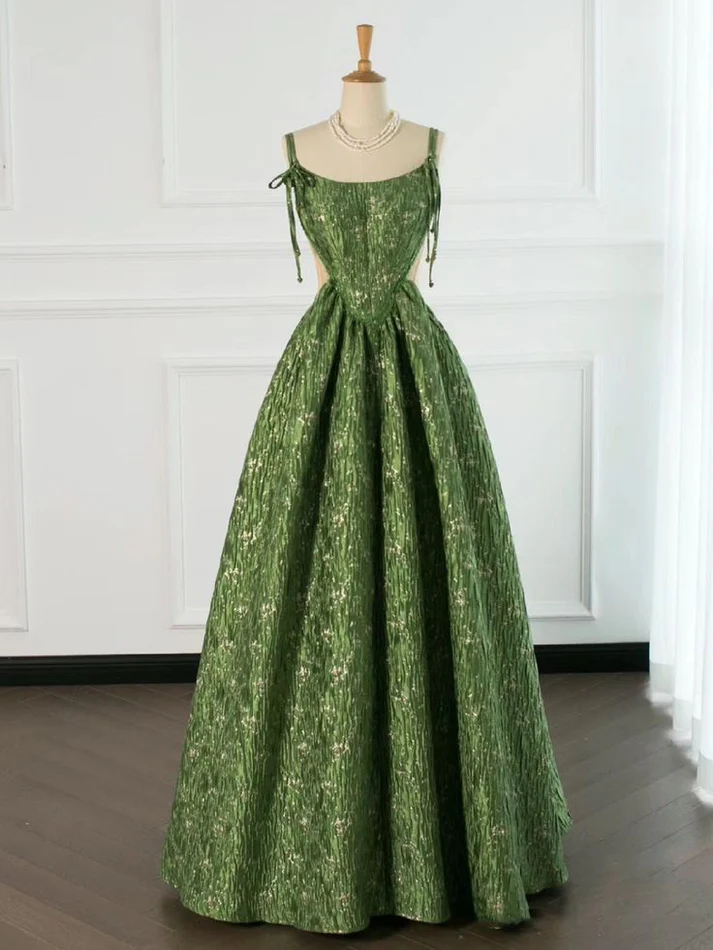 Beautiful Ball Gown Unique Green Long Prom Dress A Line Evening Dress cc1514