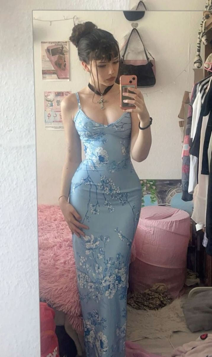 Unique Mermaid Blue Print Prom Dress Long Party Evening Dress cc1653