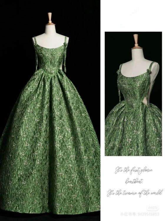 Beautiful Ball Gown Unique Green Long Prom Dress A Line Evening Dress cc1514