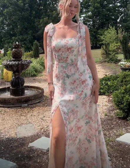 Beautiful Chiffon Print A Line Prom Dress Formal Party Evening Dress cc1386