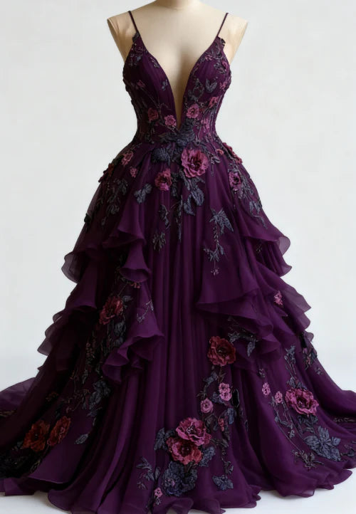 Unique Chiffon Appliques Prom Dress Long Party Evening Dress cc2794