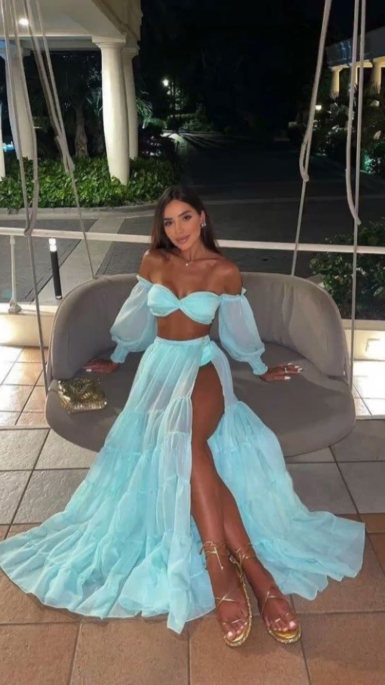 Two Piece Long Prom Dress Sexy Prom Dress cc277