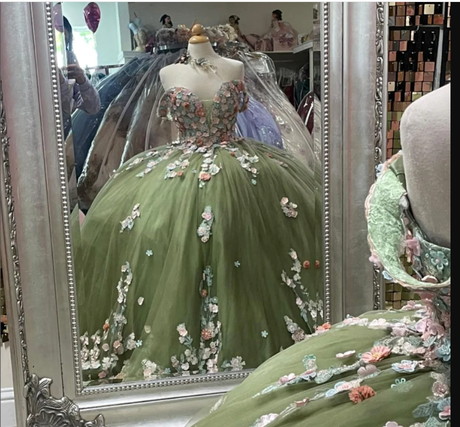 Off The Shoulder Tulle Ball Gown Sweet 16 Dress With Flowers c3347