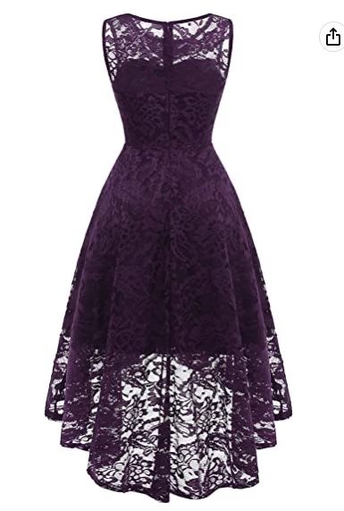 Women's Vintage Floral Lace Sleeveless Hi-Lo Cocktail Formal Swing Dress Party Dress c2682