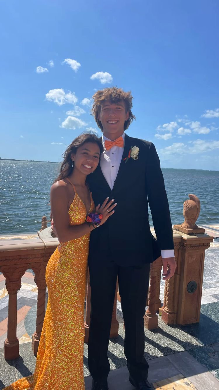 Orange Sequins Mermaid Prom Dress Elegant Prom Dress cc102