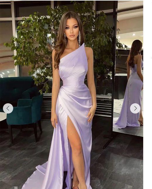 Simple Long One Shoulder Slit Mermaid Prom Dresses c2868