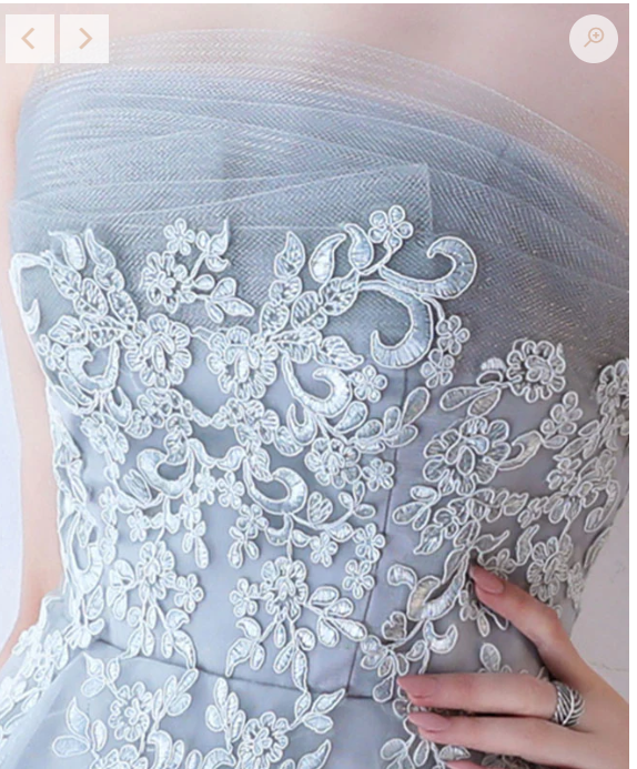 Gray tulle lace high low prom dress, cute homecoming dress c2611