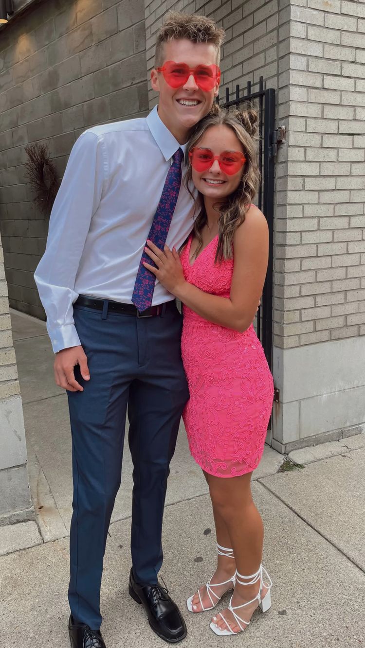 V Neck Pink Cute Homecoming Dress Special Occasion Date Dress Lace Homecoming Dress cc101