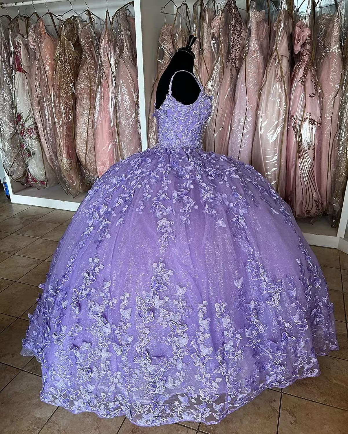 Purple princess ball gown quinceanera dress sweet 16 dress butterflies quinceanera dress cc421