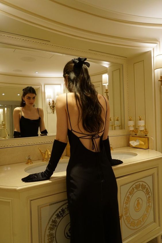 Silk Cowl Neck Prom Dress Black Backless Party Dress c2800