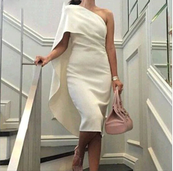 One shoulder Satin Cocktail Dresses Party Dress C2404