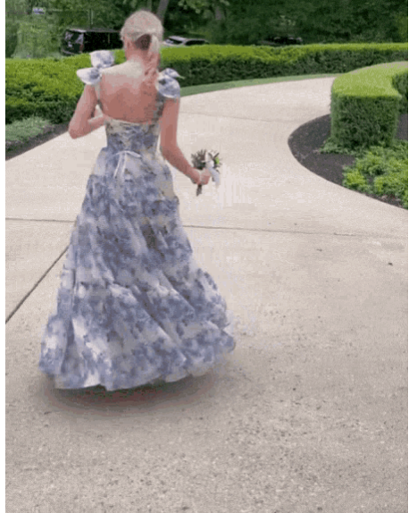 Beautiful Floral Print Chiffon Long Prom Dresses Evening Dress C2120