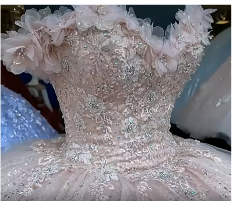 Off the shoulder pink ball gown glitter sweet 16 dress birthday dress c3265
