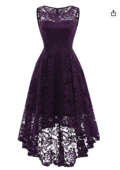 Women's Vintage Floral Lace Sleeveless Hi-Lo Cocktail Formal Swing Dress Party Dress c2682