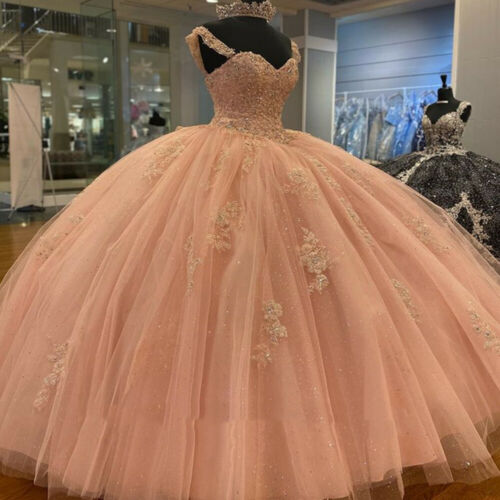 Sweetheart Quinceanera Dress Blush Pink Beaded Sweet 16 Party Dress Ball Gowns c2764