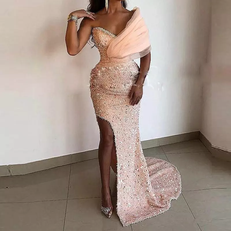 Sequins sophisticated party dress, wedding reception prom dress c2618