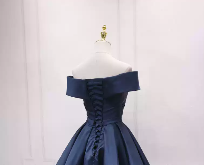 Simple Navy Blue Short Homecoming Dress Ruffle Mini Party Gowns Custom Made Women Party Gowns ,Short Graduation Dress C665