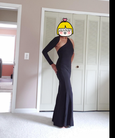 Women's sexy elegant one-shoulder open back evening dress long dress C1892