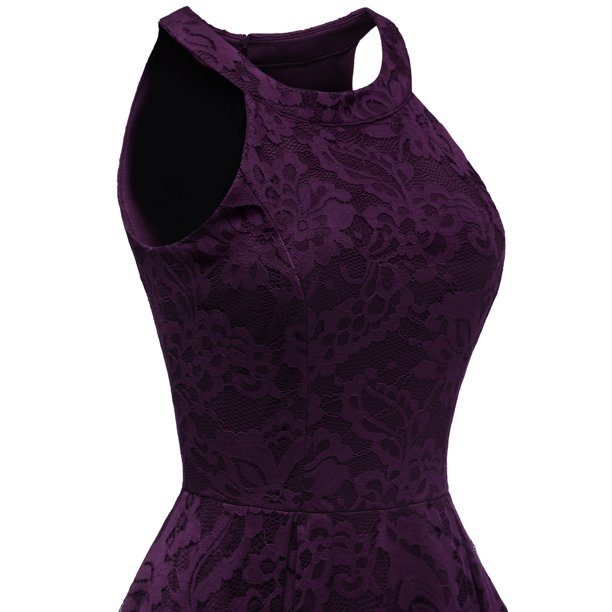 Women's Halter Hi-Lo Floral Christmas Lace Dress Bridesmaid Party Cocktail Dresses Lace Party Dress c2712