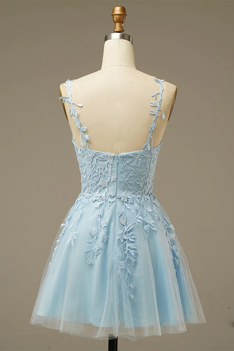 A-line V Neck Homecoming Dress With Appliques c2488
