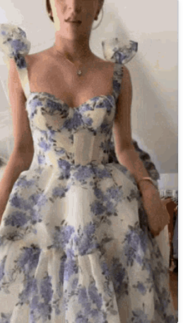 Beautiful Floral Print Chiffon Long Prom Dresses Evening Dress C2120
