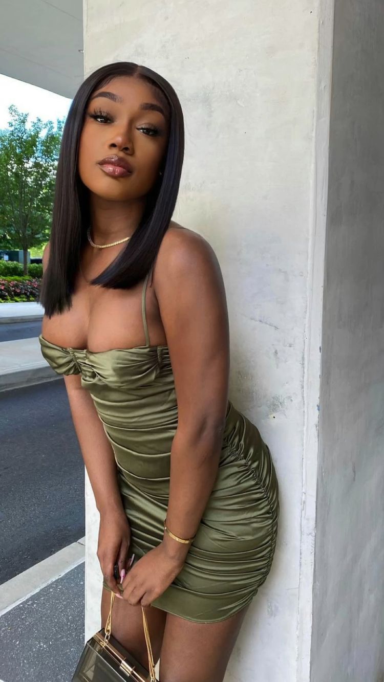 Olive Green Spaghetti Straps Ruched Short Party Dress Sexy Homecming Dress c3138
