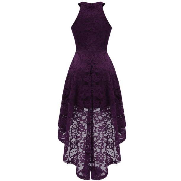 Women's Halter Hi-Lo Floral Christmas Lace Dress Bridesmaid Party Cocktail Dresses Lace Party Dress c2712