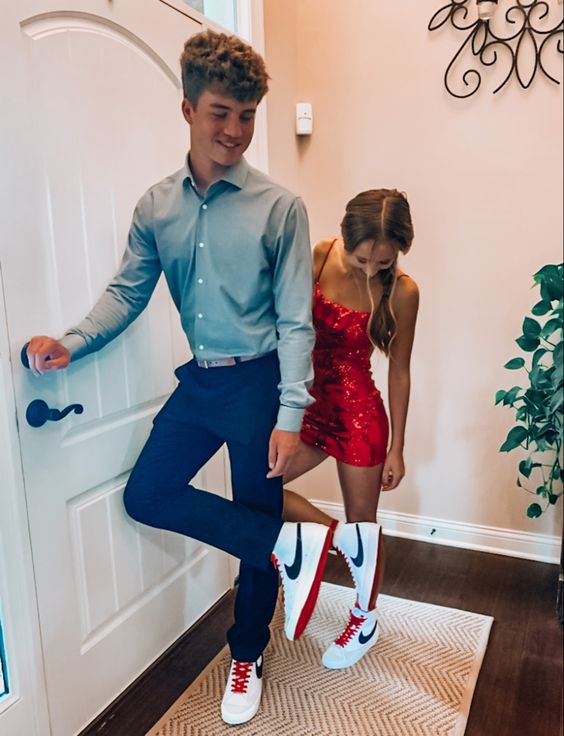 Cute Hoco Dresses Party Dresses Red Sequin Homecoming Dresses cc14