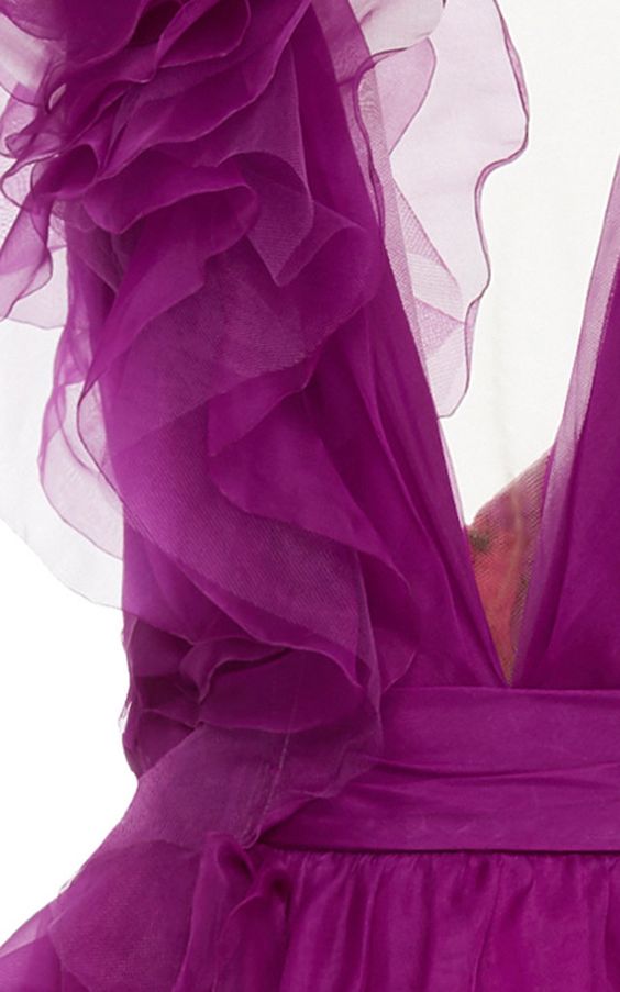 Deep V Neck Tulle Prom Dress Purple Tulle Panel Evening Dress cc05