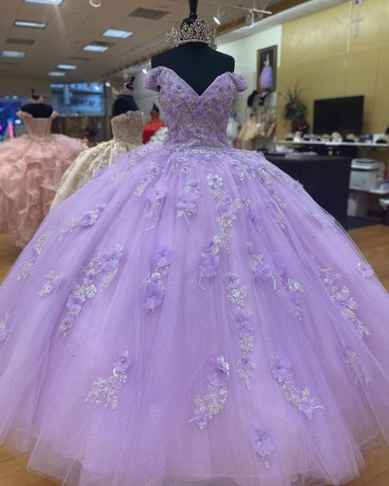 Light Purple Princess Dress Off The Shoulder Ball Gwon Sweet 16 Dress CherryPromDress Light Purple Princess Dress Off The Shoulder Ball Gwon Sweet 16 Dress CherryPromDress