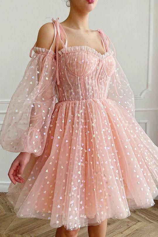 pink homecoming dresses tulle sweetheart Homecoming Dress c2586